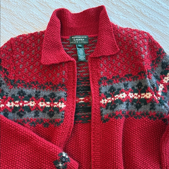 Vintage Lauren Ralph Lauren Red Wool Knit Sweater - Picture 3 of 6